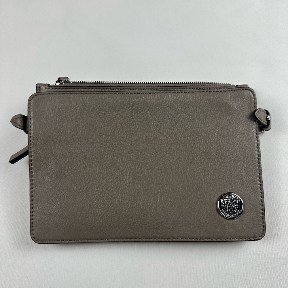 Vince Camuto grey double zip clutch